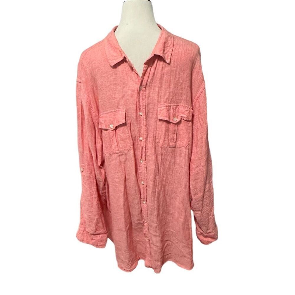 True Nation Pink Button Down Shirt Sz 4XL
